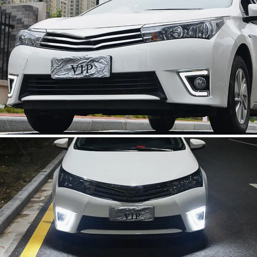 Для Corolla 2013 2014 2015 1 пара ABS белые светодиодсветодиодный дневные ходовые огни DRL
