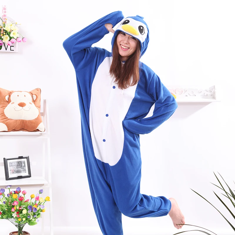Косплэй голубой пингвин пижамы Onesie Для мужчин женщин костюм для взрослых Пижама