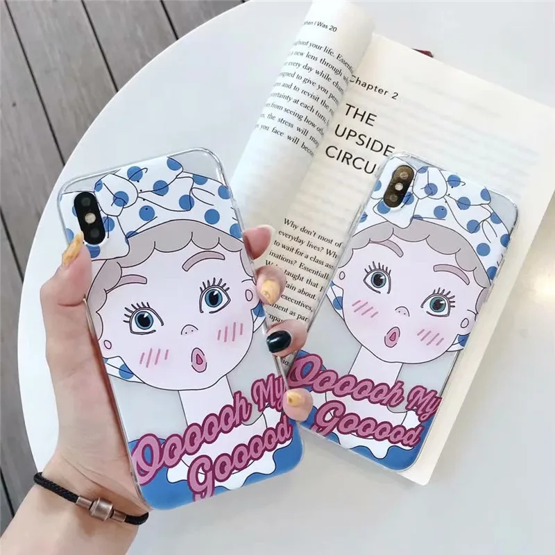 Cartoon Cute Girl TPU Silicone Phone Cases For iPhone X XS MAX XR Soft Back Cover Case 8 7 6 6s Plus Shell |