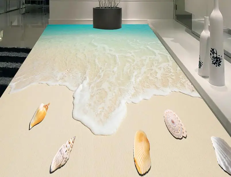 3d обои водонепроницаемый Пляж оболочки фон пол для ванных комнат | Обустройство
