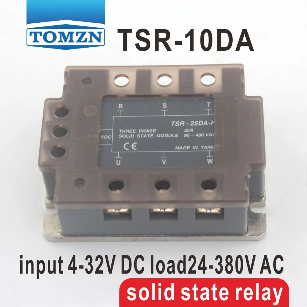 

10DA TSR-10DA Three-phase SSR input 4-32V DC load 24-380V AC single phase AC solid state relay