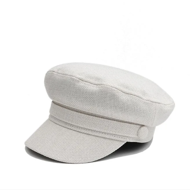 beige white Головные уборы для женщин женская летняя шляпа восьмиугольная плоская кепка Весенняя шляпа для газетчика Хлопковые женские темно-синие шляпы для женщин Военная Кепка - Цвет: beige white