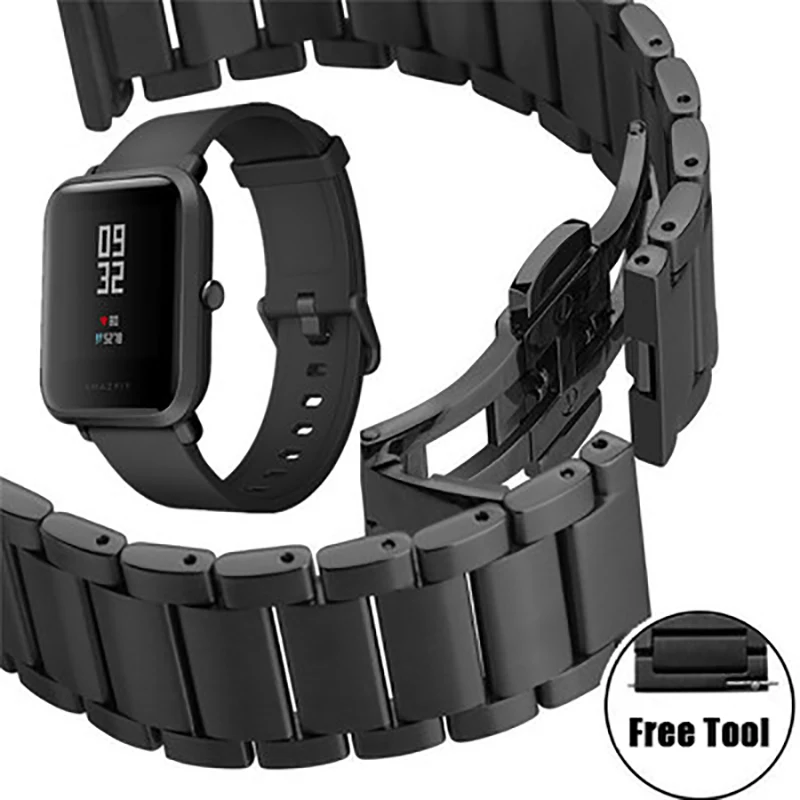 Ремешок из нержавеющей стали для Xiaomi Huami Amazfit Bip BIT Lite Youth PACE stratos 2 Смарт часы