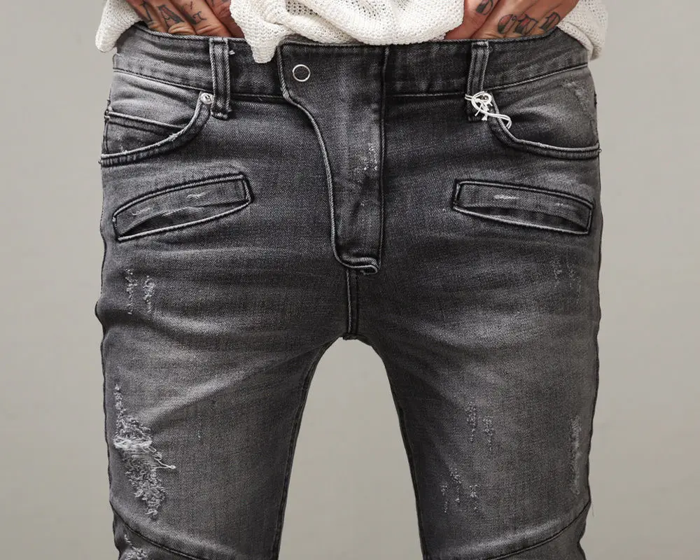 Новый модный дизайн популярные Брендовые мужские хип хоп Slim Fit Узкие рваные