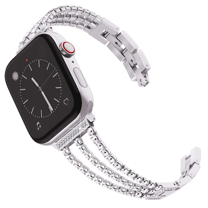 Браслет для наручных часов Apple Watch, версии 40 мм, 38 мм, 42 мм, 44 мм ремешок с бриллиантами металлический ремешок для наручных часов iWatch серии 5/4/3/2/1 ремешок на запястье