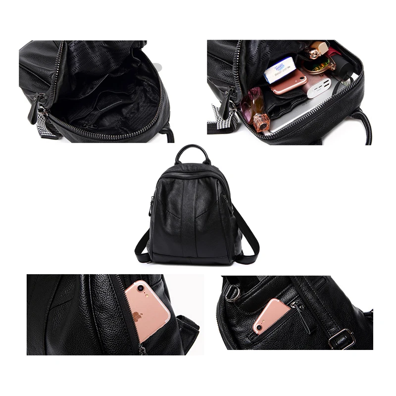 LUISE брендовый женский натуральный кожаный рюкзак дизайнерский корейский