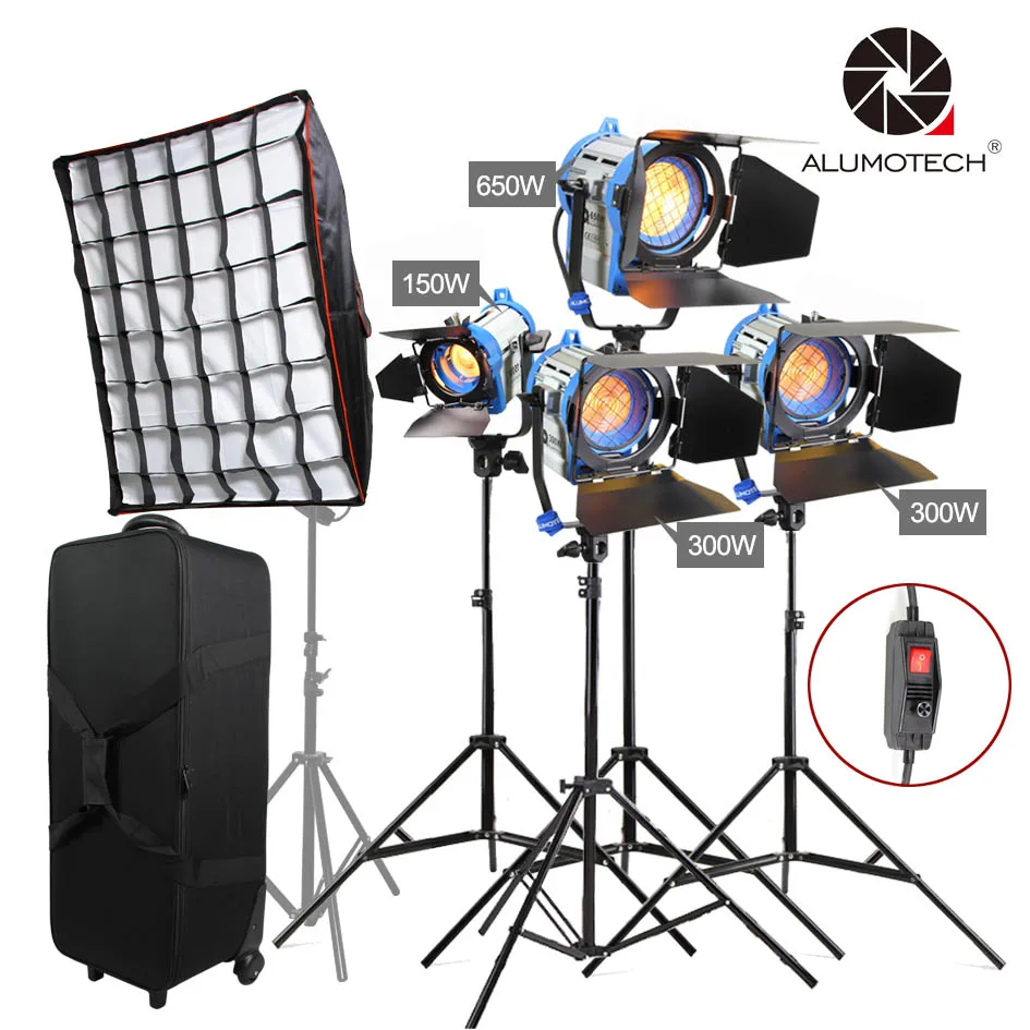 ALUMOTECH As ARRI 150 Вт + 300Wx2 650 вольфрамовый Точечный светильник Френеля подставки * 4
