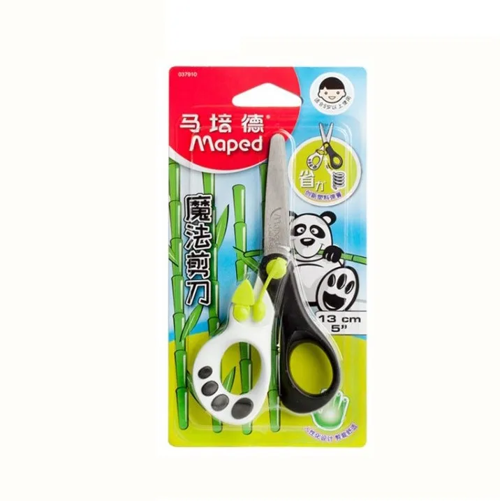 1pcs green Maped Канцелярский набор, 13 см Волшебные ножницы, Детская безопасность, ручные ножницы, эластичность, 037910 экономии труда - Цвет: 1pcs green