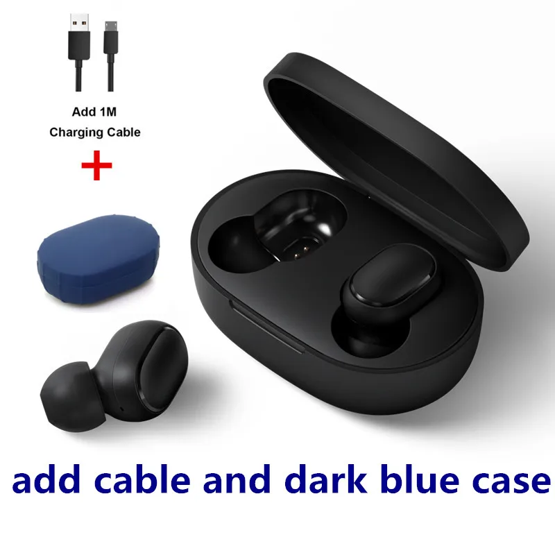 cable ad blue case Оригинальные Xiaomi Redmi AirDots True Беспроводные bluetooth 5,0 наушники DSP активная шумоподавление - Цвет: cable ad blue case