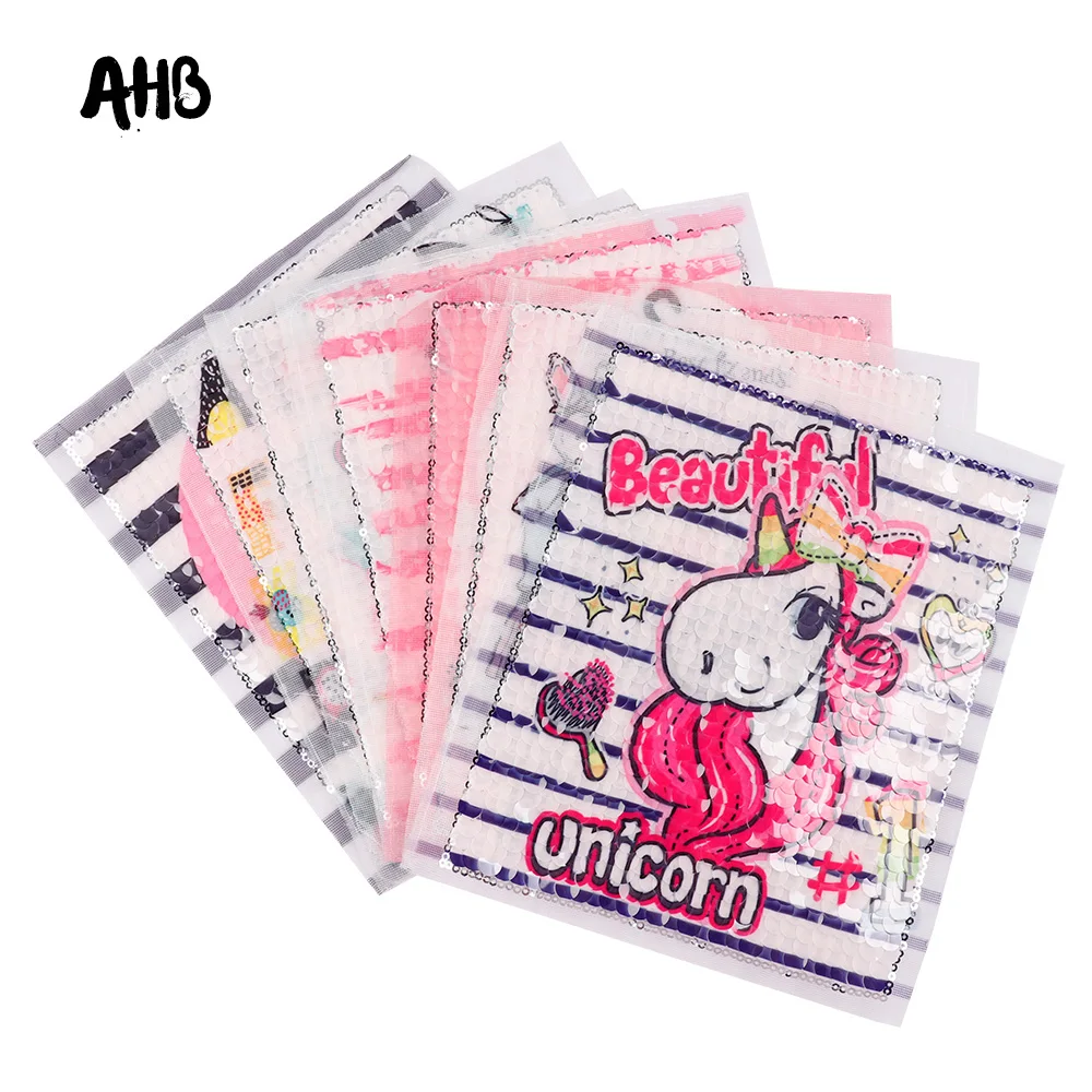 

AHB Sequin Patch Horse Horn Rabbit Flamingos Pattern Sew-on Kids Cloth Decoration Apparel Sewing Patch Garment Decor Accessories