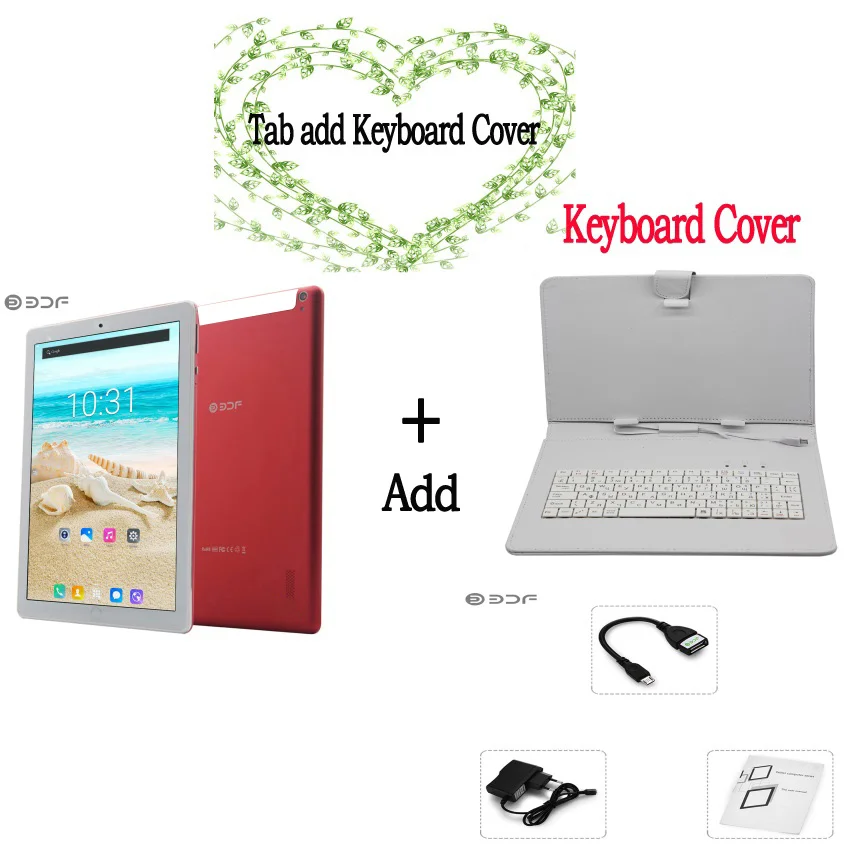Add Keyboard BDF 10 дюймов Android 7,0 1920*1200 Восьмиядерный 4 ГБ/64 Гб Bluetooth wifi 3g сеть SIM фаблет ips lcd планшет - Комплект: Add Keyboard