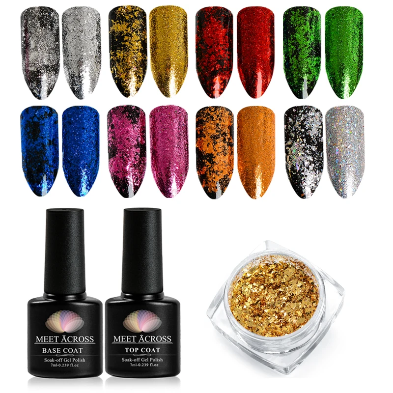 Магический зеркальный хромовый порошок MEET ACROSS для дизайна ногтей золотистая