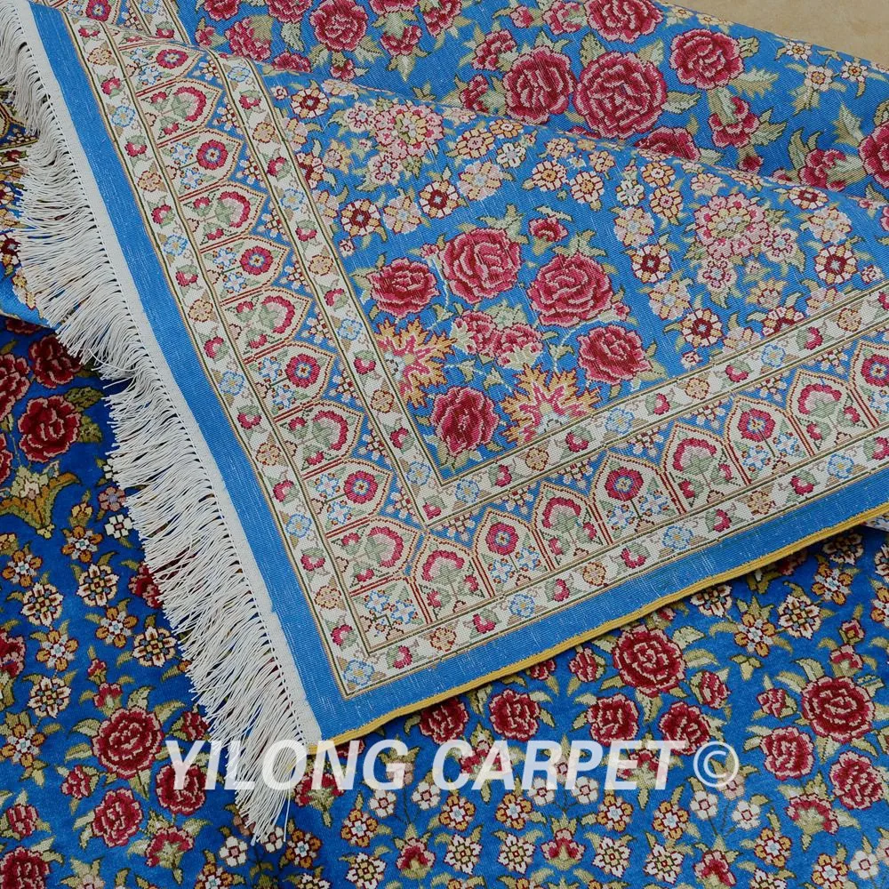 Yilong 9 'x 12' Vantage классический ковер большой старинный синий медальон Кашмир