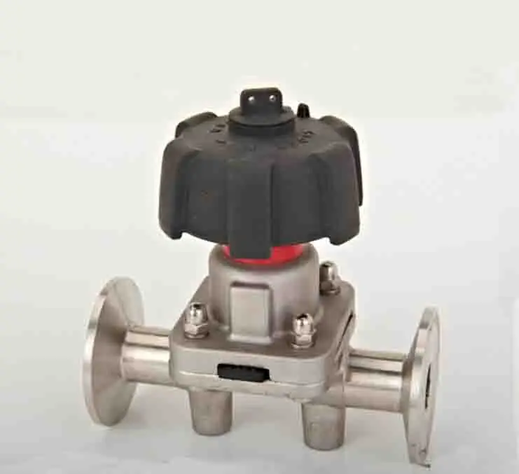 Санитарный пневматический ручной мембранный клапан SS316L из нержавеющей стали с