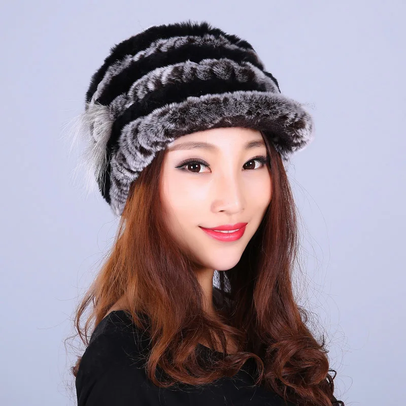 Шапка из натурального меха для женщин модная шапка кролика Рекс новинка 2016