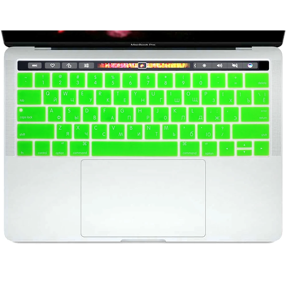 Green Американский русский язык для MacBook Pro 13 15 TouchBar A1989 A1990 и A1706 A1707 силиконовый чехол для клавиатуры - Цвет: Green
