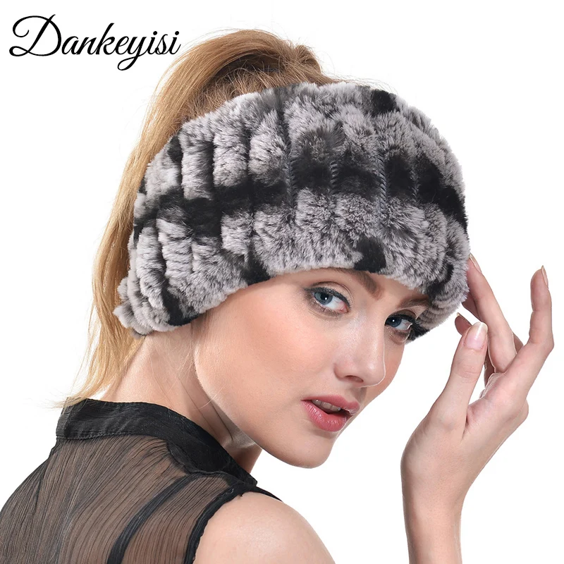 

DANKEYISI Women Real Fur Hat Natural Rex Rabbit Fur Caps Horn Rabbit Fur Handmade Fur Hat Female Winter Warm Ladies Hat Cap