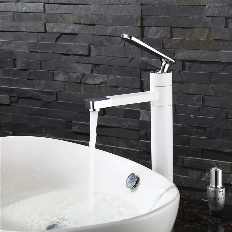 New Arrival White Spray Painting bath sink faucet Bathroom cold and hot tap Crane with Aerator 360 Rotating W3033 | Обустройство дома