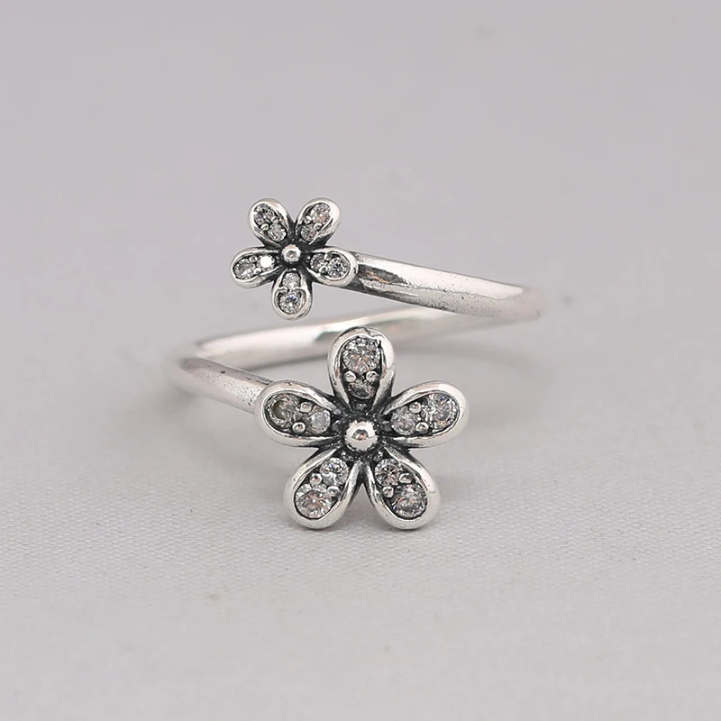 Натуральная 925 стерлингового серебра Dazzling Daisies CZ кольцо для женщин подарок на