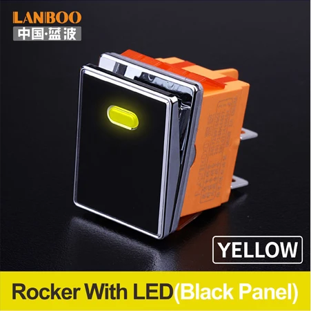 Yellow(Black Panel) LANBOO 16A250VAC DPDT Высококачественная алюминиевая панель Водонепроницаемый кулисный переключатель - Цвет: Yellow(Black Panel)