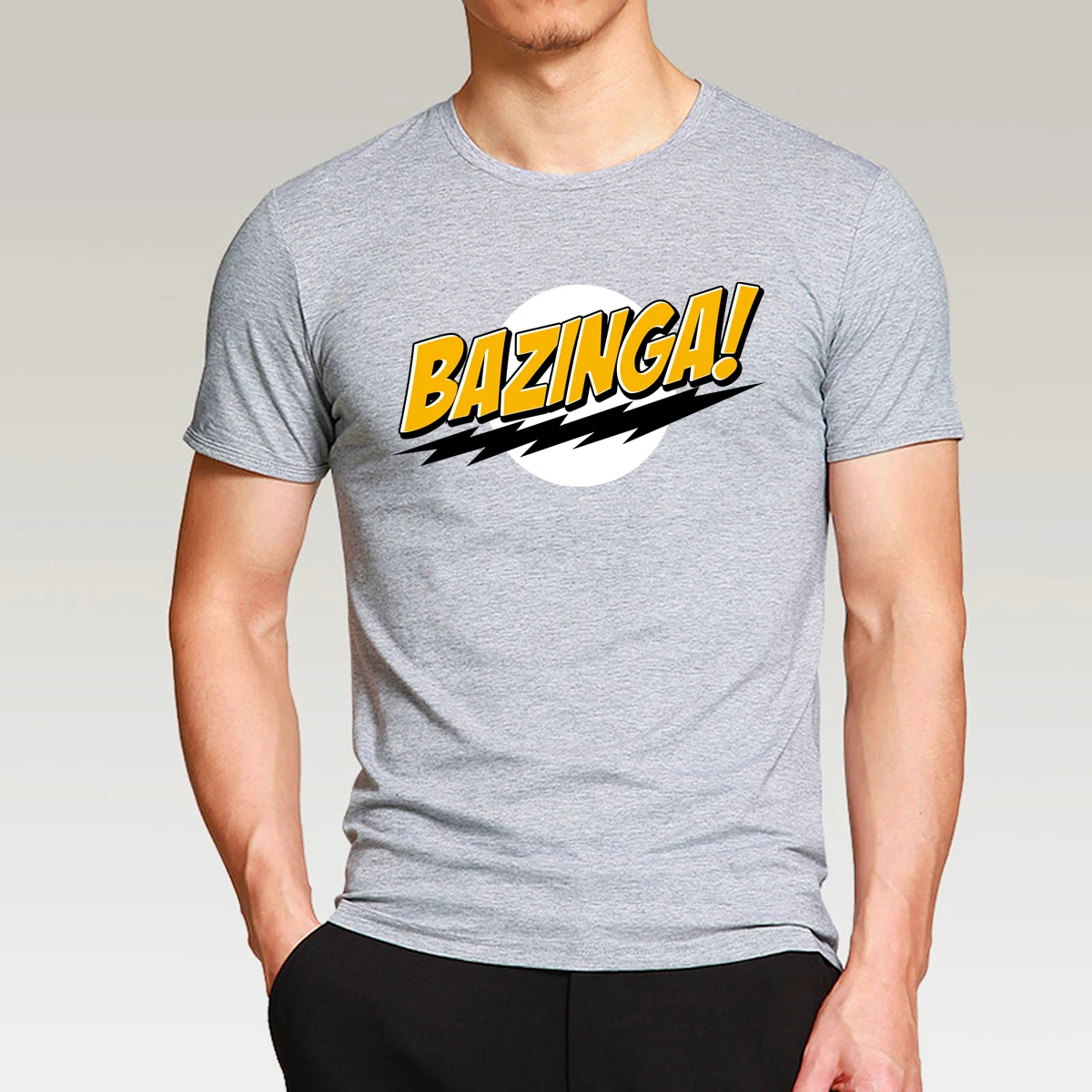 Забавная футболка The Big Bang Theory Bazinga Летняя Повседневная модная уличная Мужская футболка крутая уличная одежда брендовая одежда - Цвет: gray