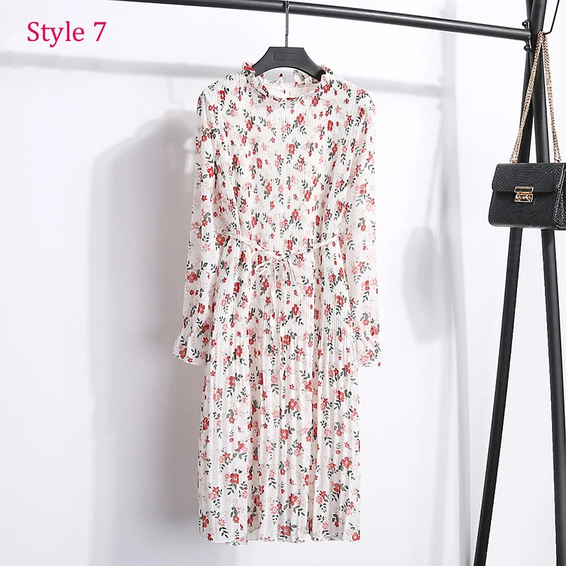 Женское Двухслойное шифоновое плиссированное платье 2019 Весна Осень женское