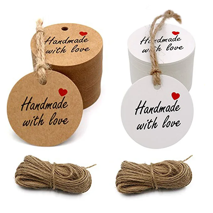 Круглые бумажные бирки ручной работы с отверстием для украшения свадебной