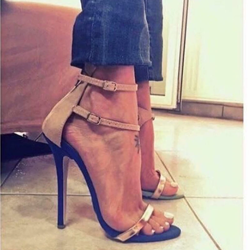 Модные летние женские сандалии на тонком каблуке 11 5 см с ремешком и пряжкой туфли