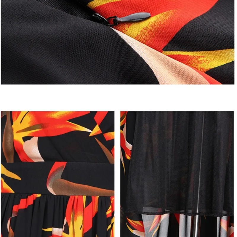 

High-quality Chiffon Dress Women New Fashion V-neck Printing Sexy Summer Dress Slim Plus Size Bohemian Dress Female IOQRCJV H32