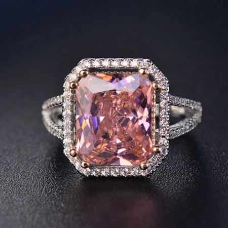 Only Ring Высокое качество, 925 серебряные ювелирные наборы, розовый кварц, кубический циркон, кольцо, серьги, подвеска, ожерелье, ювелирный набор,, хорошее ювелирное изделие - Цвет камня: Only Ring