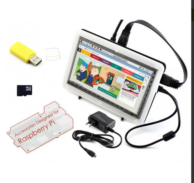 Набор аксессуаров Raspberry Pi для включая 7 дюймовый HDMI LCD (C) биколор корпус 16 Гб Micro SD