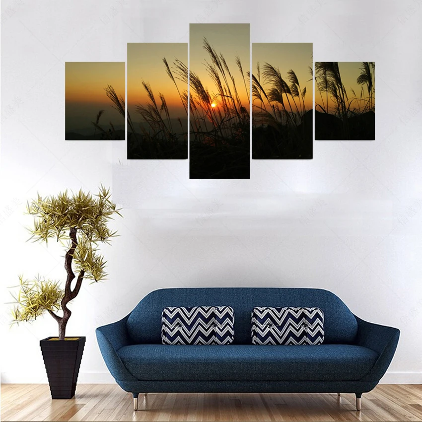 No Frame 5 Panel Modern Canvas Oil Painting Art Reed Cuadros Decoracion Pintura Picture Wall Pictures For Living Room Peinture | Дом и сад