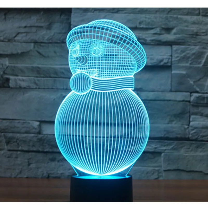 

3D LED Night Light Christmas Snowman Yeti Scarf with 7 Colors Light for Home Decoration Lamp Amazing Visualization Optical Illus