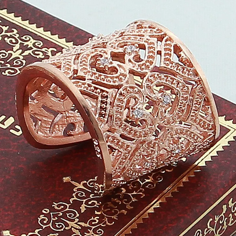 Женское серебряное кольцо 925 пробы роскошное регулируемое цвета розового золота