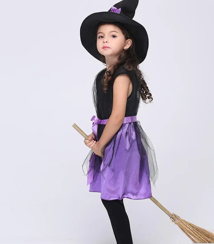 Платье с ведьмой для девочки + шляпа детские костюмы на день платья принцессы