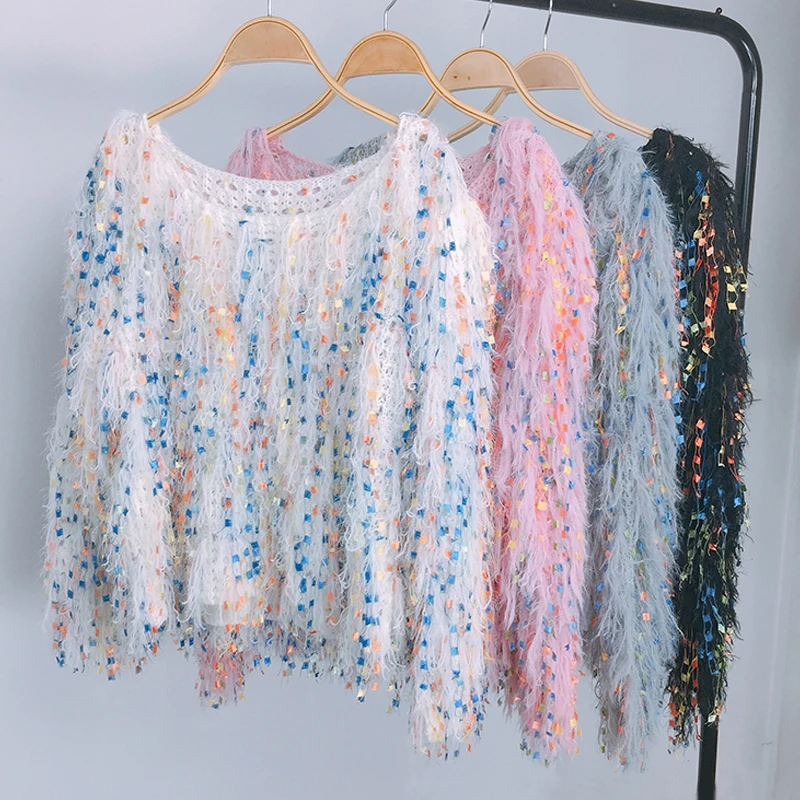 Autumn winter color tassel sweater women Fashion Knitted pullovers female | Женская одежда