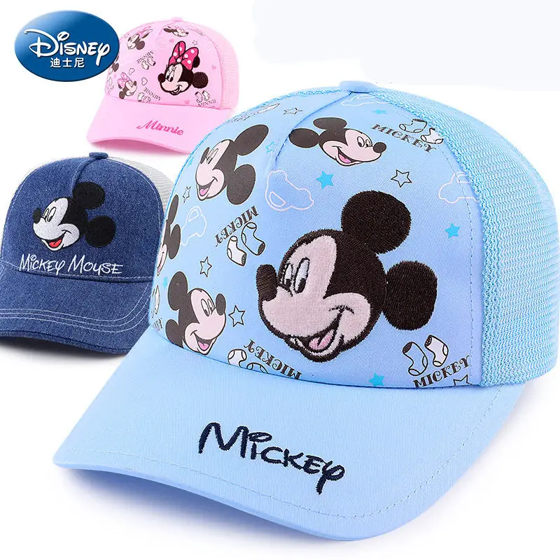 Disney Baby Minnie/красная, розовая, синяя хлопковая пляжная шапка, детская хлопковая шапка, Детские Солнцезащитные головные уборы, одежда, аксессуары, Детская кепка с козырьком