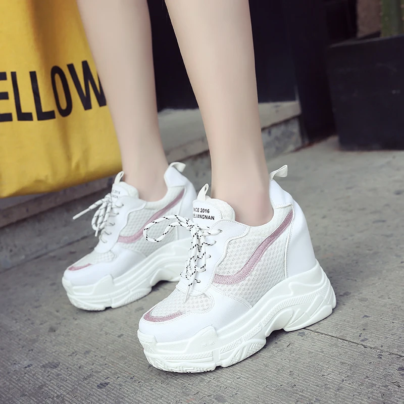 Новинка 2019 женская повседневная обувь на платформе сетчатые дышащие туфли