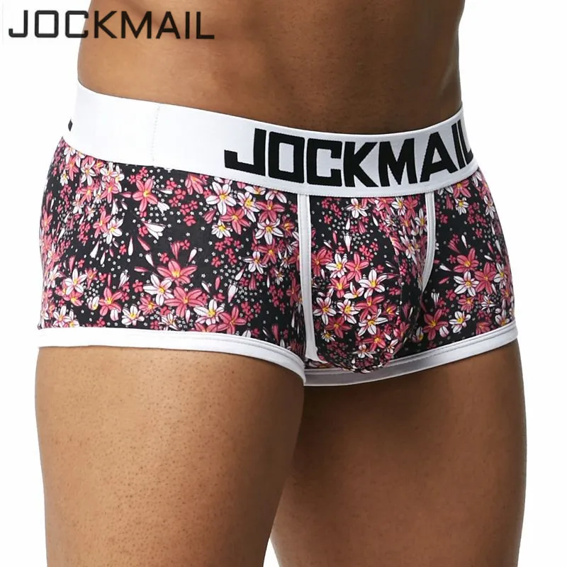 JOCKMAIL боксер для мужчин Cueca Pomo Листья цветочный принт боксеры шорты трусы с отдельной секцией для пениса забавные трусы Мужское нижнее белье Боксеры