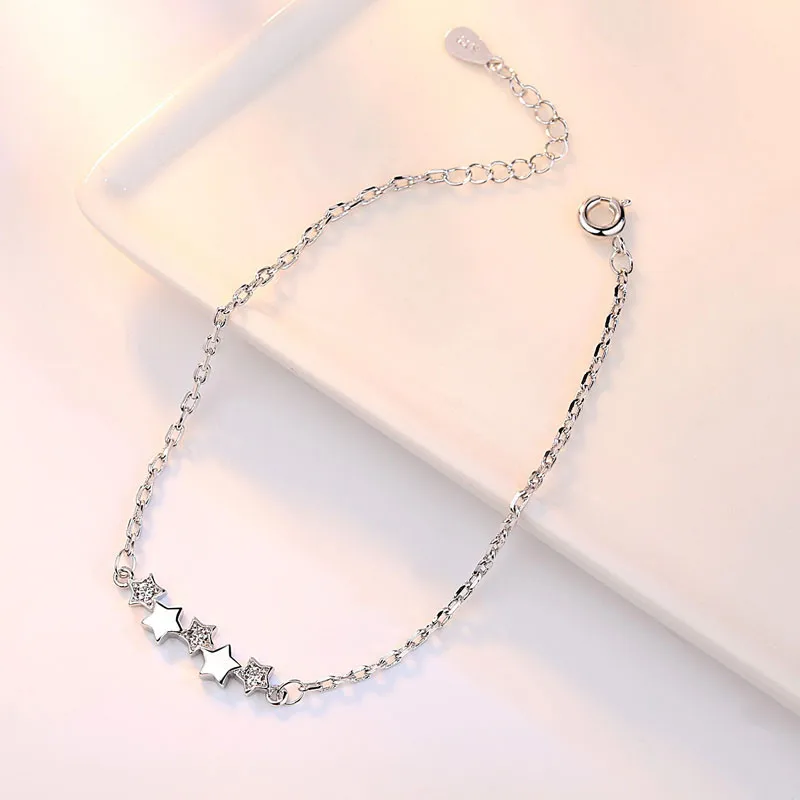Новое модное женское очаровательное ювелирное изделие Pave Zircon Star браслет для рождественского подарка Серебряная Регулируемая Цепочка-Браслет Bijoux