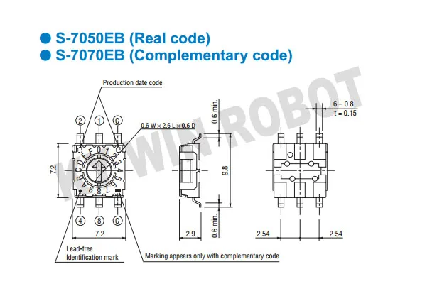 1 шт. Japan COPAL S-7050ETB 0-F/16 Bit поворотный циферблат переключатель кода инвертный код