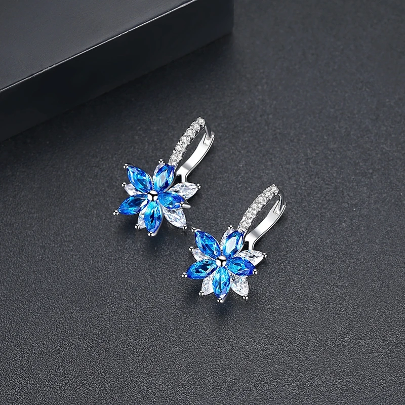 SR:FINEJ Fashion Crystal Flower Stud Earrings Vintage Party Wedding Statement Brincos For Women Luxury Jewelry Gift | Украшения и