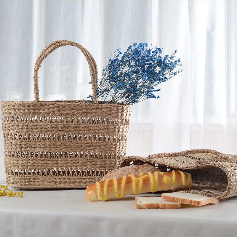 Женская плетеная пляжная сумка ручной работы Большая вместительная сумка-шоппер