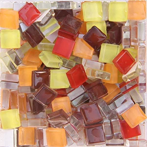 brown red yellow Цветные квадратные мозаичные бусины 200 шт. стеклянная мозаичная плитка мраморная камни самодельный фонарь ваза легкий коврик ремесла свадебный садовый орнамент - Цвет: brown red yellow