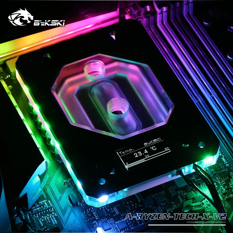 Блок процессора Bykski черный серебристый с водяным охлаждением для AMD RYZEN AM3/AM4/x397 OLED