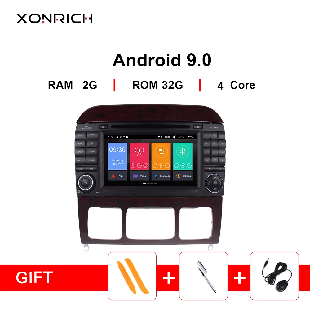 Xonrich автомобильный мультимедийный плеер 2 din Android 9 0 Авторадио для Mercedes Benz S Class W220