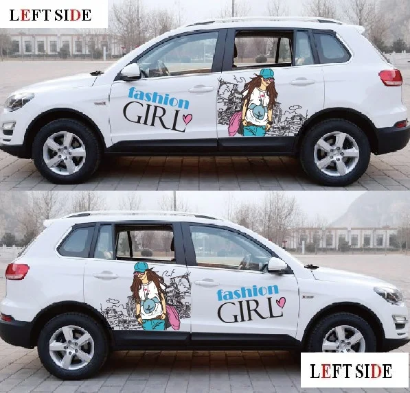 LEFT SIDE Full Body Car Stickers Tailor-made Camouflage Vinyl Decoration Spray Paint Fashion Girl Cartoon | Автомобили и