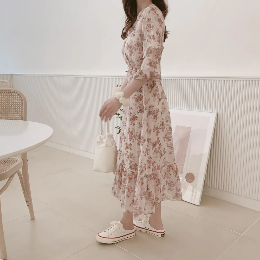 Большие размеры, летнее платье для девочек, Boho, вечерние, женские, винтажные платья, шифоновое, синее, розовое, с принтом, с коротким рукавом, женские платья, LongRobe Vestido
