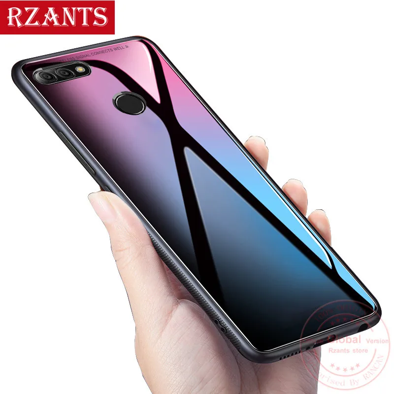 Rzants чехол для телефона huawei Y9 2018 Стекло назад + ТПУ края тонкий против царапин