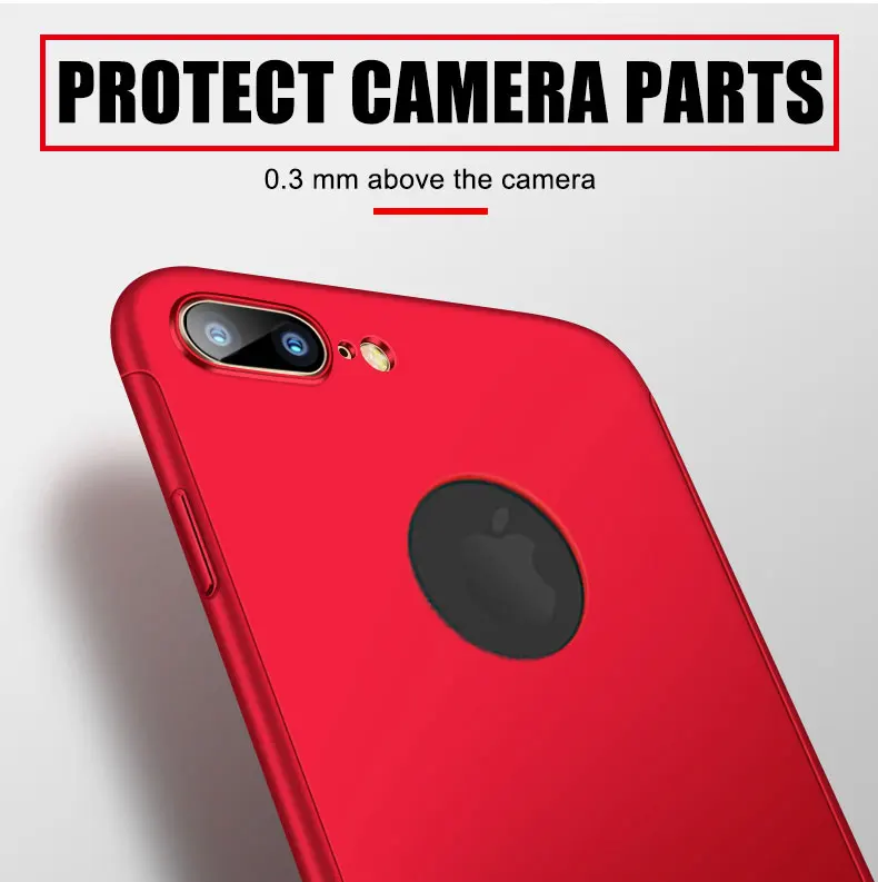 FHVUMX 360 Полный чехол для телефона для iPhone X 8 6 6 S 7 PC защитный чехол для iPhone 7 8 Plus 6s 6 S Plus чехол со стеклом